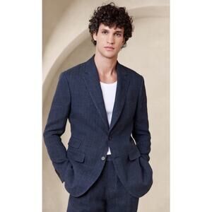 Banana‎ Republic Blue Wool Linen Blazer Suit Jacket Mens Size 40R